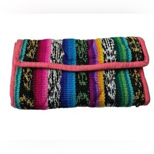 Nice Vintage Hippie Aztec Blanket Large Women’s Velcro Bifold Wallet Zip Pocket